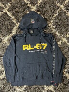 Vintage 90s Polo Jeans Co Ralph Lauren Hoodie Sweatshirt Mens Large RL-67